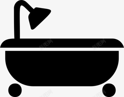 浴缸淋浴水图标图标