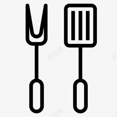 叉子和铲子烧烤图标图标