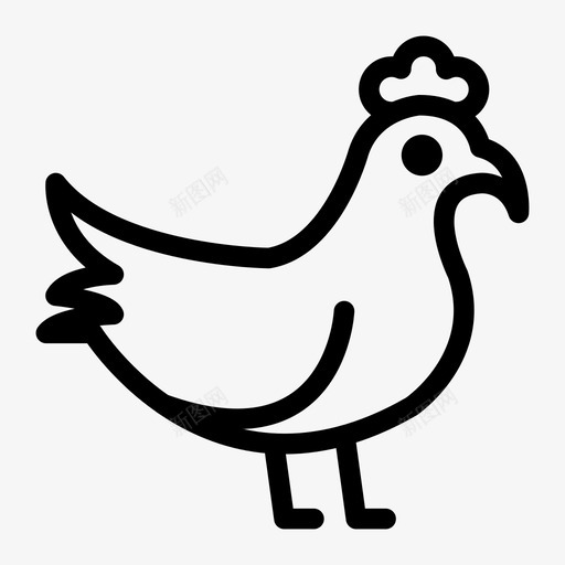 鸡动物庆祝图标svg_新图网 https://ixintu.com 动物 复活节线图标 庆祝 母鸡 肉 鸡