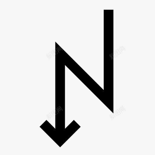 曲折箭头方向图标svg_新图网 https://ixintu.com 位置 位置和导航线 向下 方向 曲折 箭头