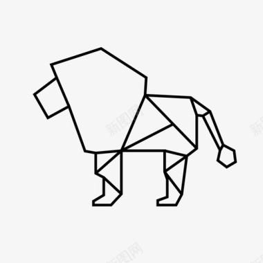 狮子折纸动物折纸图标图标