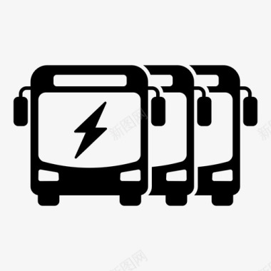 电动巴士车队公共交通图标图标