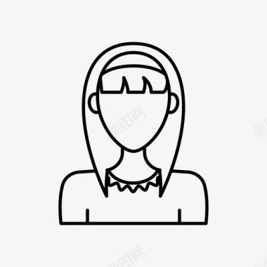 带发带的女孩化身女性图标图标