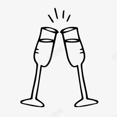 新年祝酒香槟香槟吐司图标图标