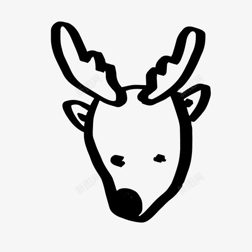 驯鹿圣诞节手绘图标svg_新图网 https://ixintu.com 冬天 圣诞节 手绘 驯鹿