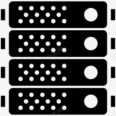 服务器机架网络托管字形概念图标图标