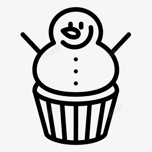 纸杯蛋糕圣诞节甜点图标svg_新图网 https://ixintu.com 圣诞图标 圣诞节 甜点 糖果 纸杯蛋糕 雪人