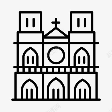 圣母院大教堂法国图标图标