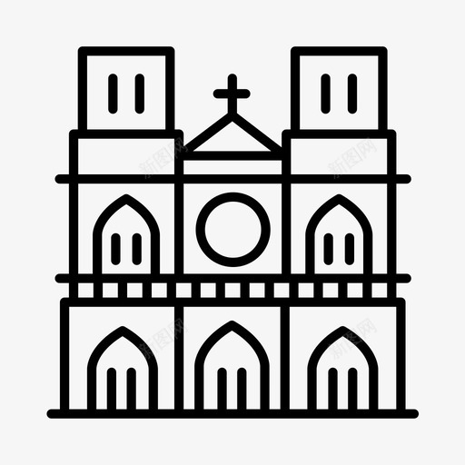 圣母院大教堂法国图标svg_新图网 https://ixintu.com 圣母院 大教堂 巴黎 旅游景点 法国