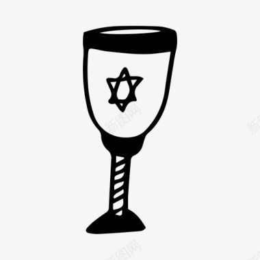 犹太高脚杯光明节光明节涂鸦图标图标