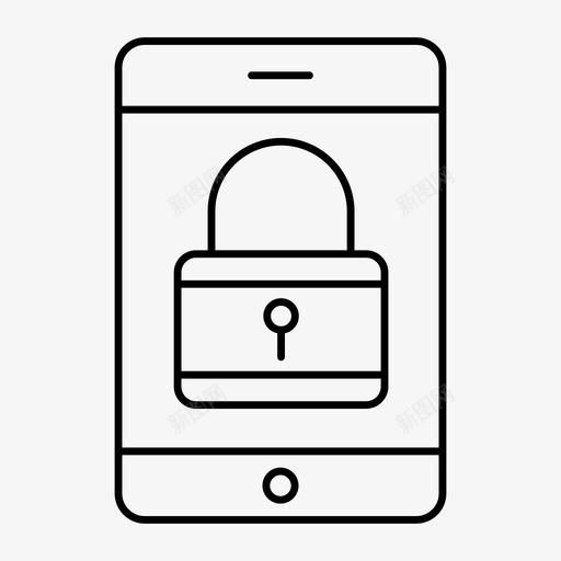 电话锁移动图标svg_新图网 https://ixintu.com 安全 技术 电话 移动 网络和搜索引擎优化线图标 锁
