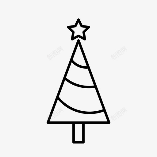 圣诞树装饰现代图标svg_新图网 https://ixintu.com 圣诞树 星星 现代 装饰