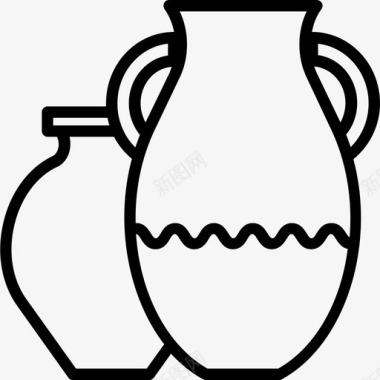 阿拉伯壶阿曼陶器图标图标