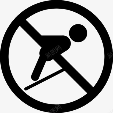 禁止滑雪地图和旗帜指示图标图标