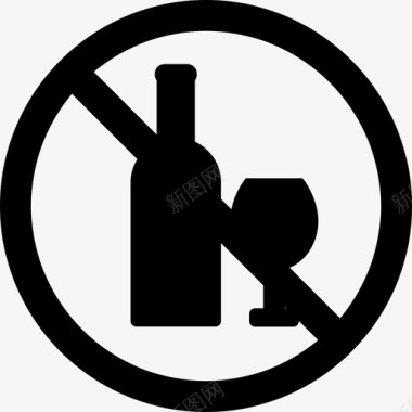 禁止饮酒地图和旗帜指示图标图标