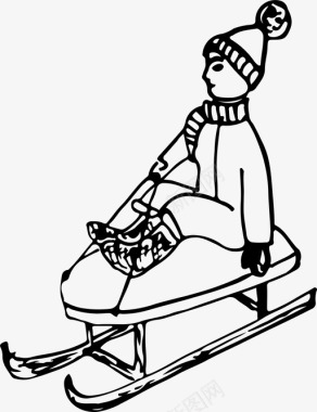雪橇滑梯冬天图标图标
