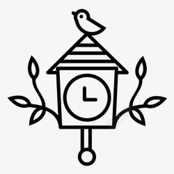 北欧布谷鸟挂钟挂钟鸟钟面图标高清图片