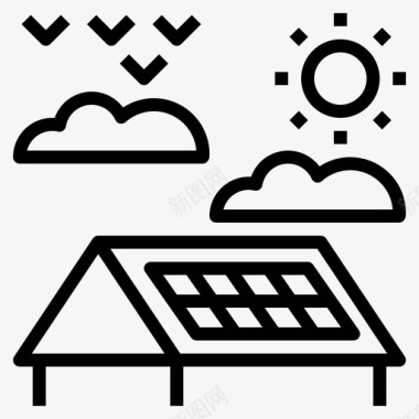 太阳能板替代能源屋顶图标图标