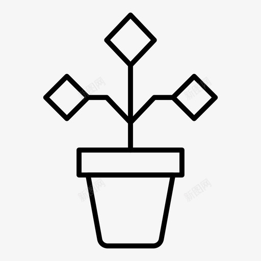 盆栽植物生态花卉图标svg_新图网 https://ixintu.com 生态 生长 盆栽植物 自然 自然生态细线 花卉