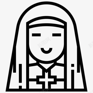 修女天主教徒冥想图标图标