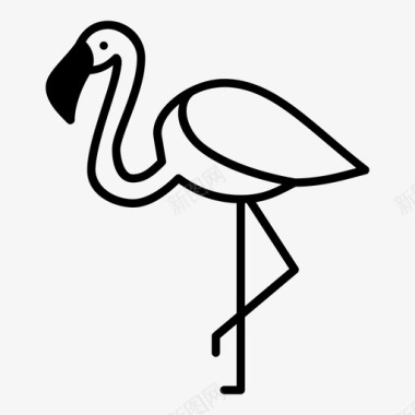 粉红火烈鸟动物鸟图标图标
