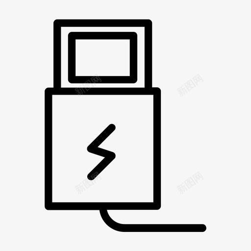 usb充电线电池充电图标svg_新图网 https://ixintu.com usb充电线 充电 电力 电池 电源