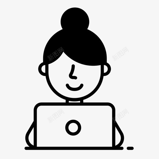 女人发髻电脑图标svg_新图网 https://ixintu.com face07 发髻 女人 电脑 笔记本电脑