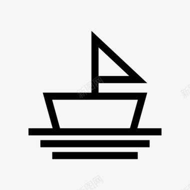 帆船交通工具粗轮廓图标图标