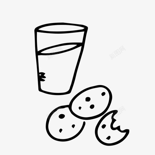 牛奶和饼干食物涂鸦冬季涂鸦图标svg_新图网 https://ixintu.com 冬季涂鸦 牛奶和饼干 食物涂鸦
