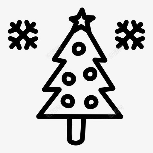 圣诞树庆祝装饰图标svg_新图网 https://ixintu.com 冬天 冬天涂鸦 圣诞树 庆祝 新年 装饰
