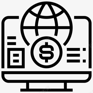 计算机货币地球图标图标