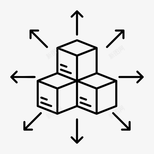 盒子立方体包图标svg_新图网 https://ixintu.com 包 包裹 技术 盒子 立方体 网络和搜索引擎优化线图标