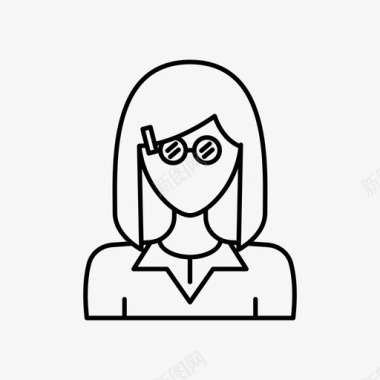 女学生头像眼镜图标图标