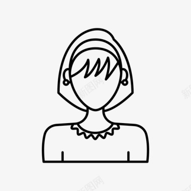 带发带的女人化身女性图标图标