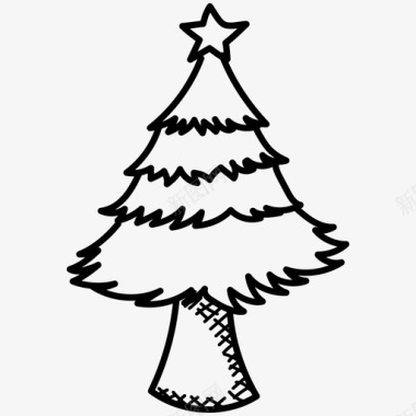 圣诞树冷杉树90个圣诞涂鸦图标图标
