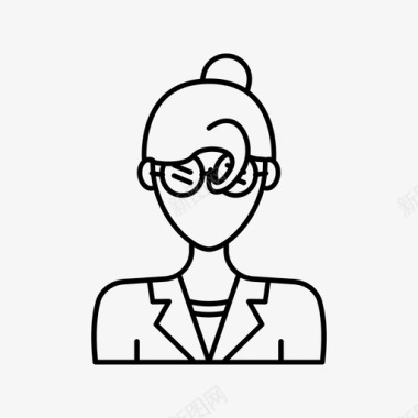 戴眼镜的女人化身商业女人图标图标