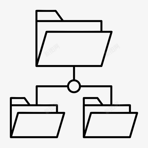 文件夹连接数据图标svg_新图网 https://ixintu.com 共享 技术 数据 文件夹 网络和搜索引擎优化线图标 连接