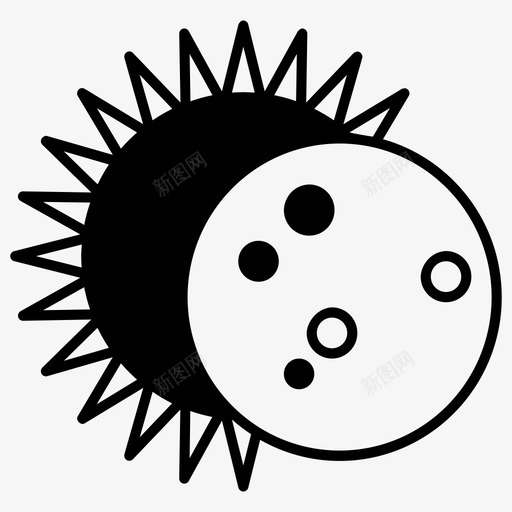 日食天文学月亮图标svg_新图网 https://ixintu.com 天文学 天气 太阳 日食 月亮 阳光