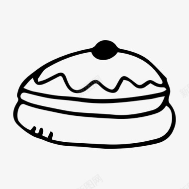 sufganiyah甜甜圈甜甜圈涂鸦图标图标