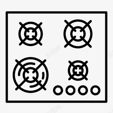 炉顶烹饪煤气炉图标图标