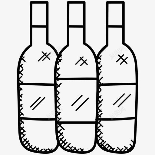 酒瓶酒饮料图标svg_新图网 https://ixintu.com 90个圣诞涂鸦图标 三瓶 酒 酒瓶 饮料