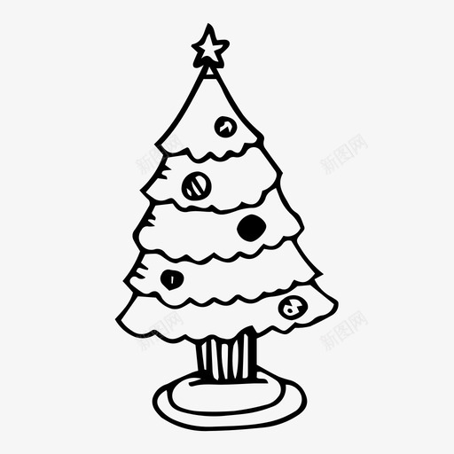 圣诞树圣诞涂鸦装饰树图标svg_新图网 https://ixintu.com 冬季涂鸦 圣诞树 圣诞涂鸦 装饰树