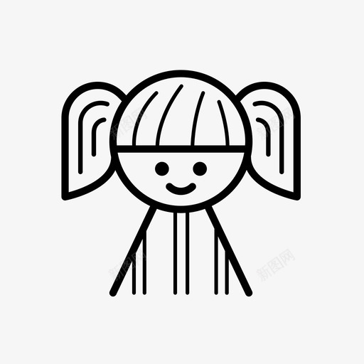 脸流苏女孩图标svg_新图网 https://ixintu.com 女孩 流苏 直发 脸 脸04 辫子
