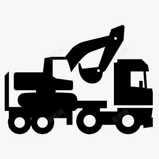 重型卡车挖掘机运输图标svg_新图网 https://ixintu.com 挖掘机 运输 运输和卡车 重型卡车