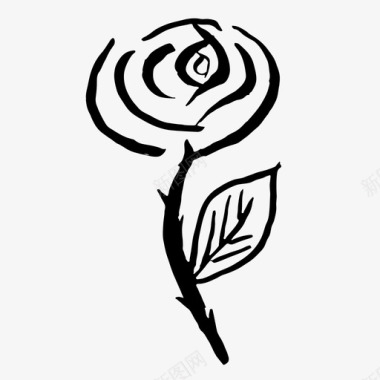 玫瑰花素描素描图标图标