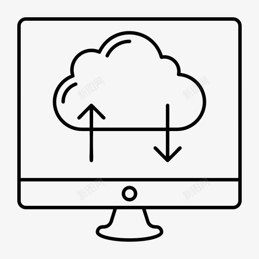 云屏幕图标svg_新图网 https://ixintu.com 上传 下载 云 屏幕 技术 网络和搜索引擎优化线图标