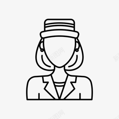 戴帽子的女人化身耳环图标图标