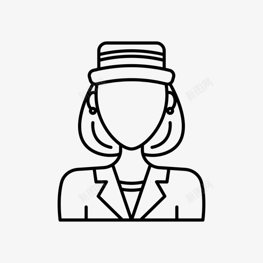 戴帽子的女人化身耳环图标svg_新图网 https://ixintu.com 化身 化身女人 套装 戴帽子的女人 耳环