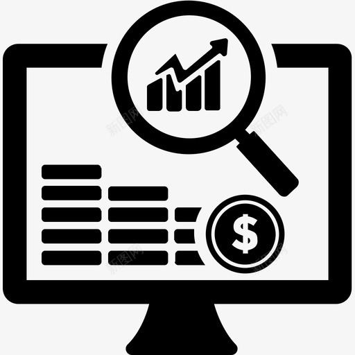 在线市场调查商业分析财务增长图标svg_新图网 https://ixintu.com 企业管理字形图标 商业分析 在线市场调查 市场调查 财务增长 项目管理