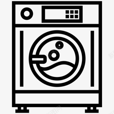 洗衣机洗衣房提纲集图标图标